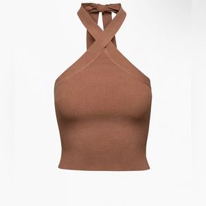 Aritzia Wilfred Cayenne Halter Top - Epicurean Brown